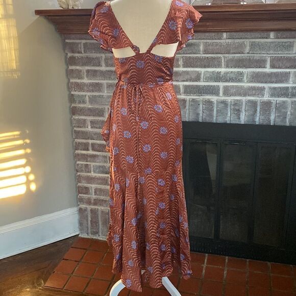 Anthropologie - Ruffle-Sleeve Printed-Wrap Maxi Dress - Picture 7 of 7